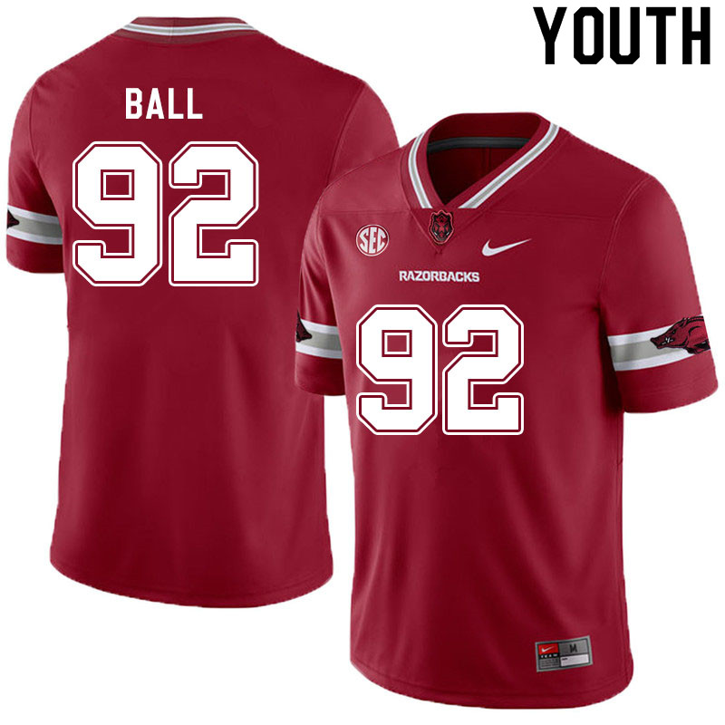 Youth #92 Cameron Ball Arkansas Razorbacks College Football Jerseys Sale-Alternate Cardinal - Click Image to Close